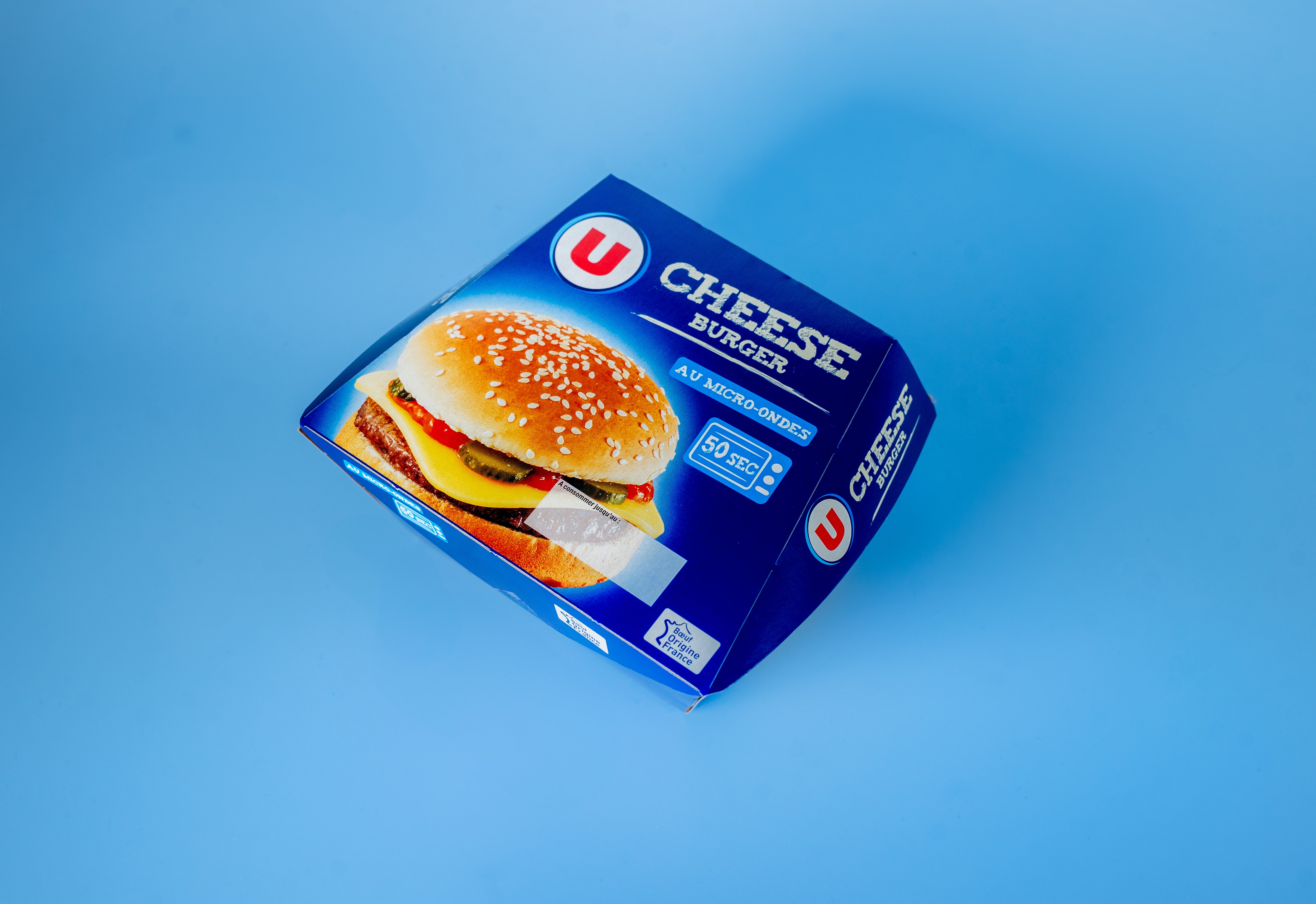 Vue de profil boite burger en carton personnalisée U par marcojea.