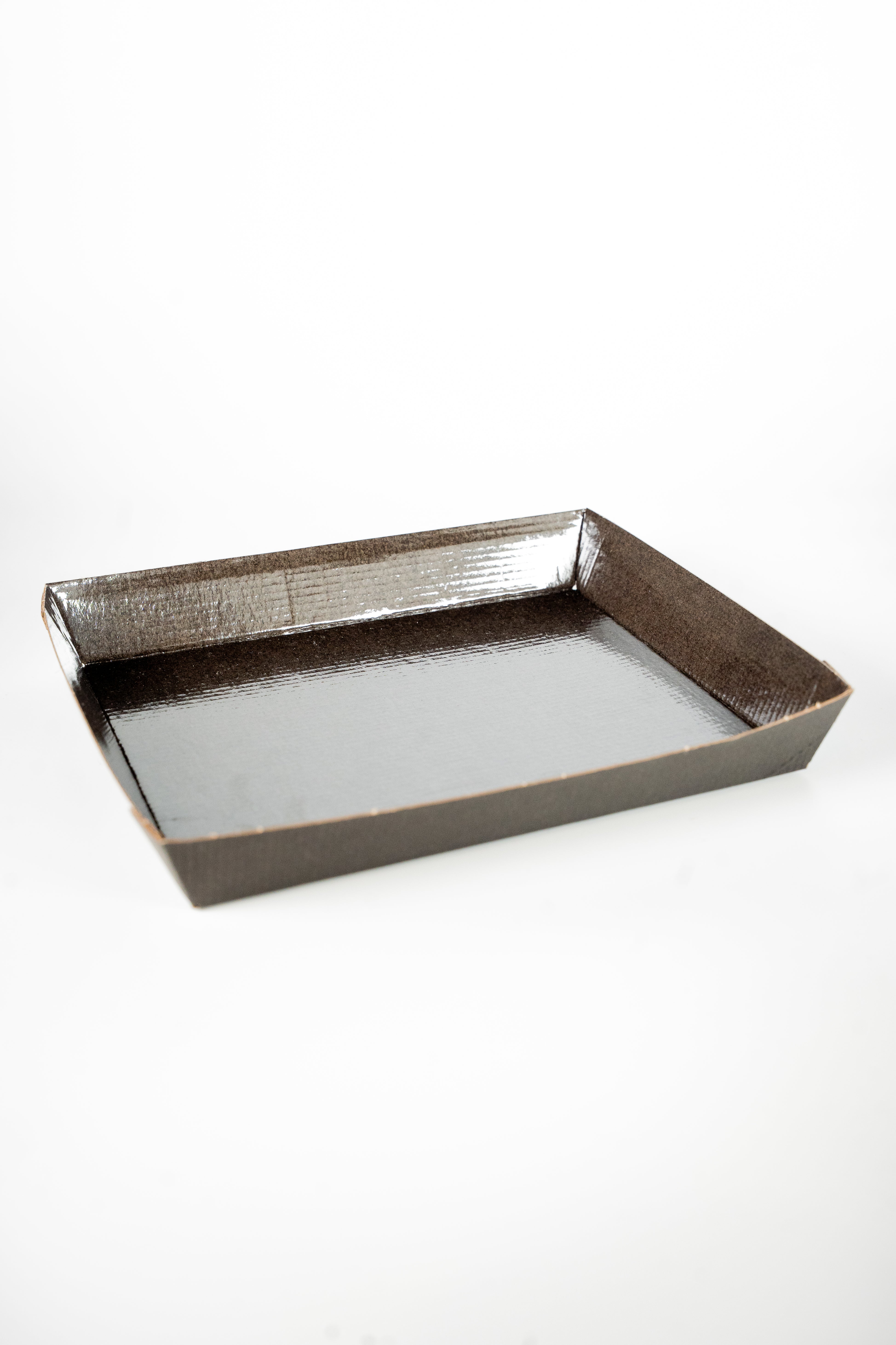 Barquette 4cc kraft imprimé noir + PET 166 x 143 x 27 mm (PLNK143PE)