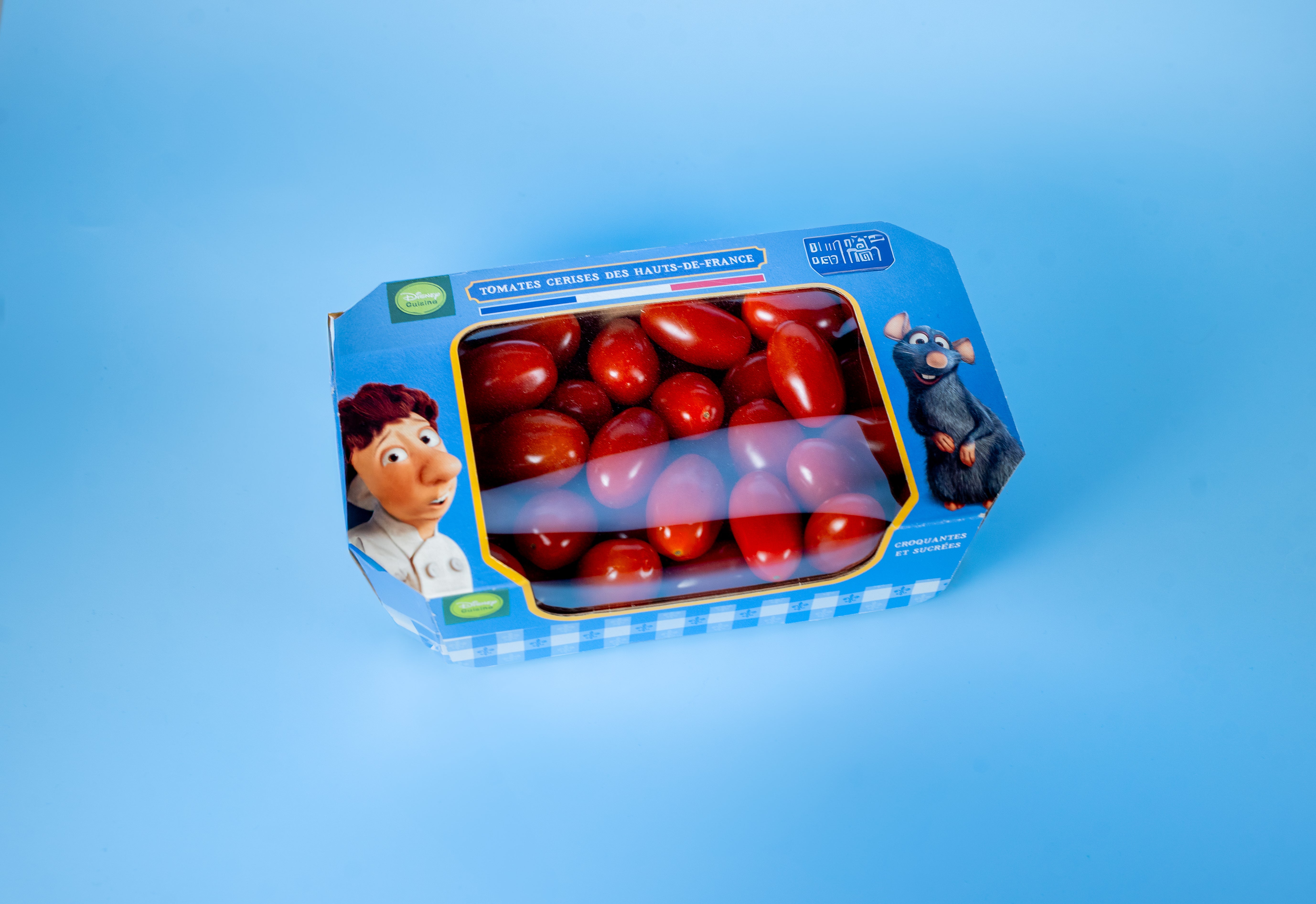 Barquette en carton personnalisée MARCOJEA, imprimée avec le design Ratatouille.